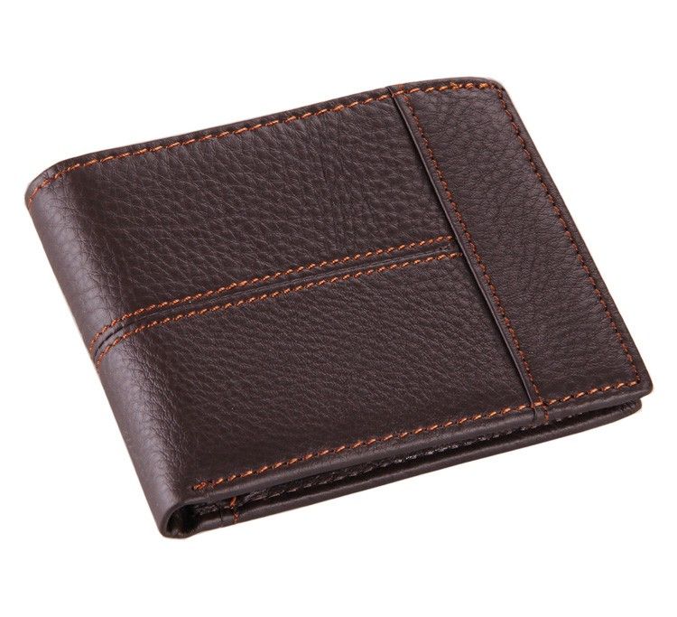 8064C 100% Genuine Cow Leather Fashion Men's Coffee Color Purse Wallet Billfold