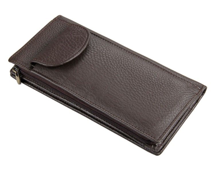8065C 100% Real Genuine Leather Purse Wallet Card Holder Coffee Color