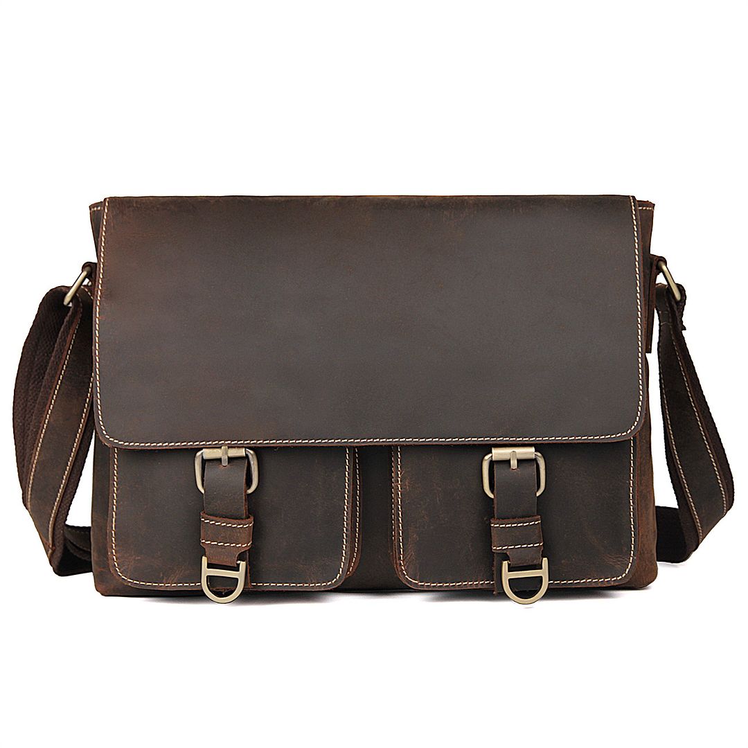 1038R Crazy Horse Leather Sling Bag for Men High Quality Leather Messenger Bag