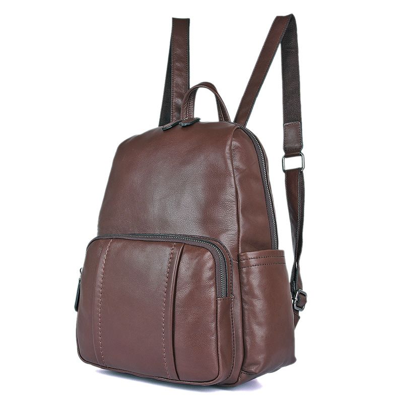 2009Q Coffee Cowboy Vintage Leather Unisex Bookbag Schoolbag Backpack 