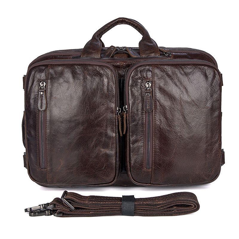 7014C-2 Vintage Leather Men's Briefcase Backpack Laptop Bag