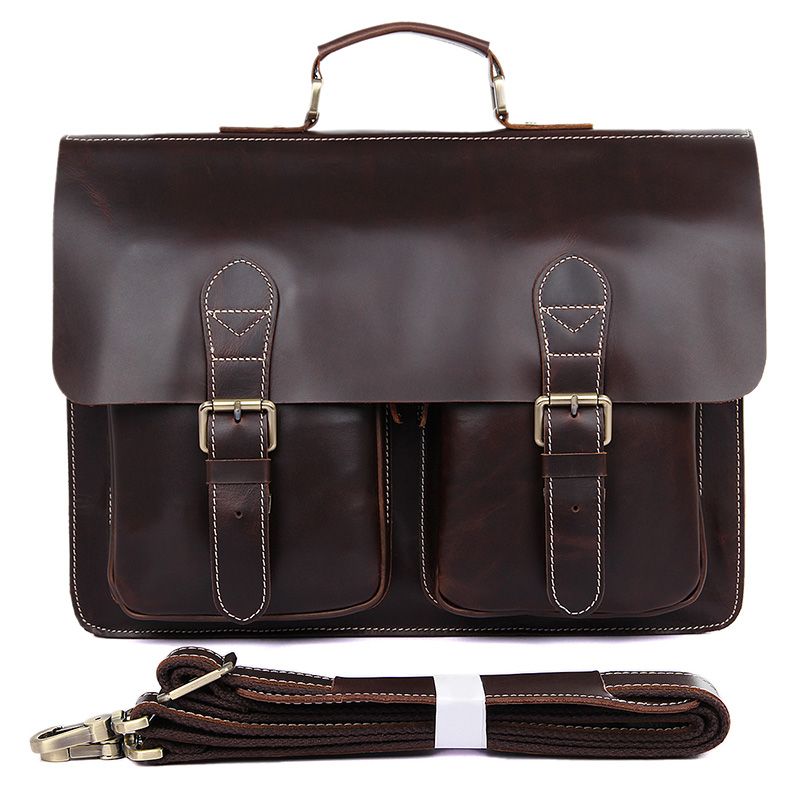 7105Q-1 Cow Leather Style Men's Briefcase Bag Handbag Laptop Bag Messenger Bag