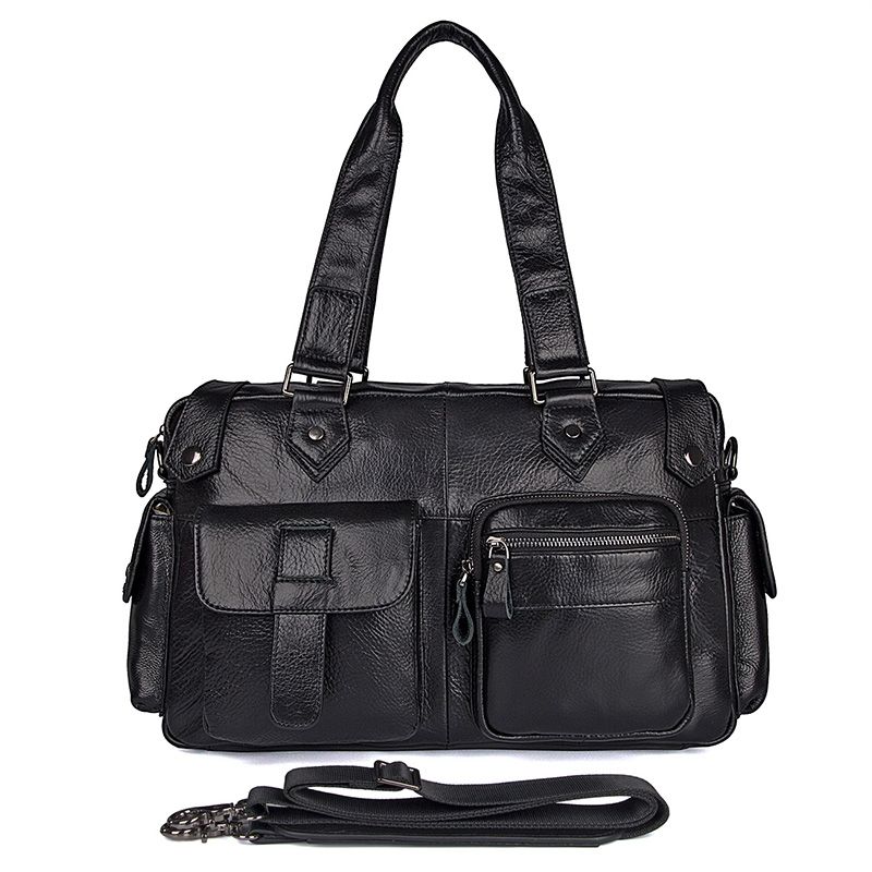 7384A Black Full Grain Cow Leather Leisurely Handbag for Men China Suppliers