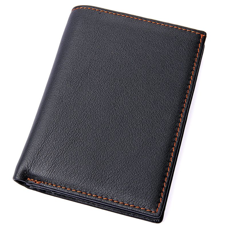 8153A Black Genuine Cowhide Pocket Wallet Leather Coin Wallet 