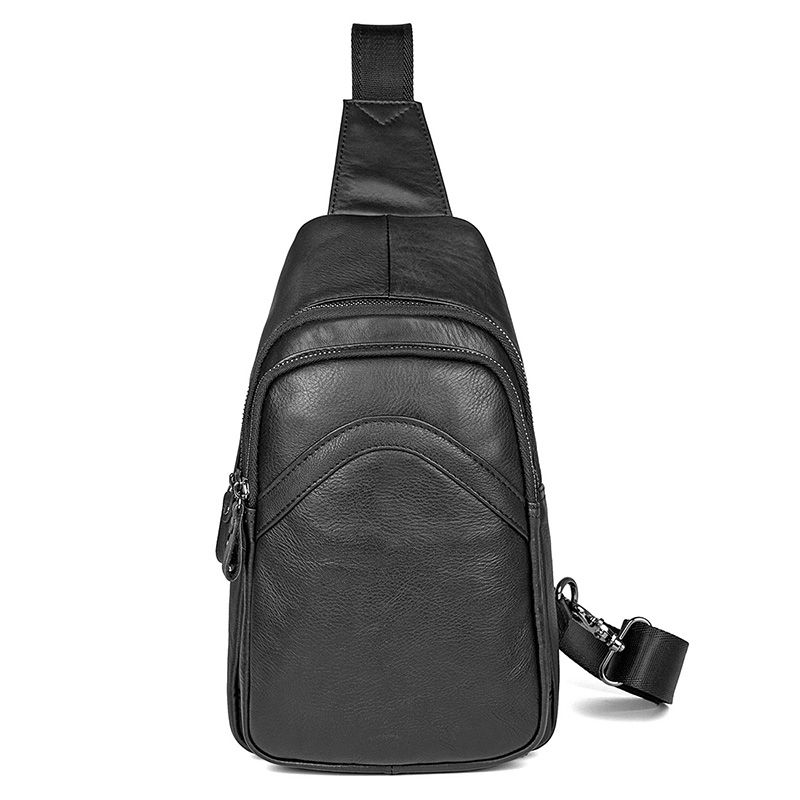 4013A Black Full Grain Leather Chest Bag for Men