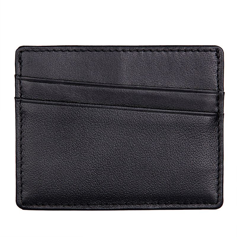 R-8101A Black Men Genuine Leather Card Holder Coin Pocket