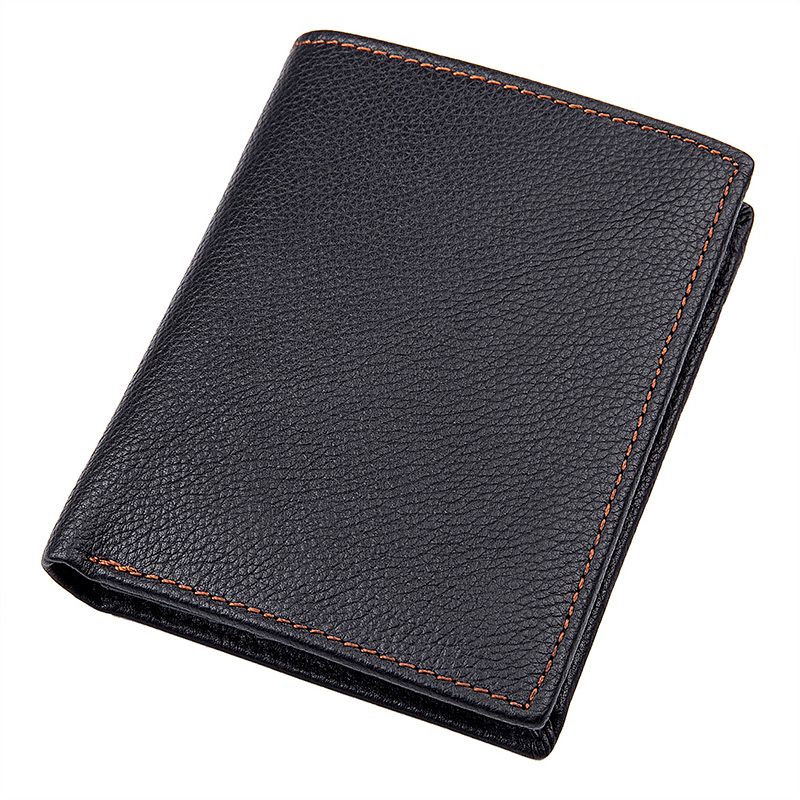 8152A Black Genuine Leather Purse High Quality Multifunction Wallet 