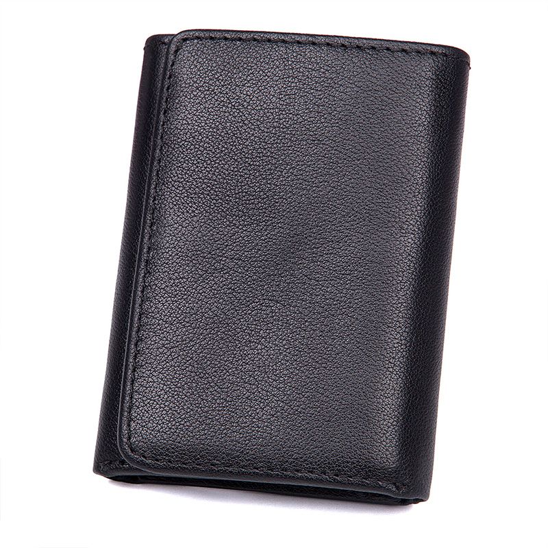 R-8106A Hot Selling Black Wallet Genuine Leather RFID Purse for Men