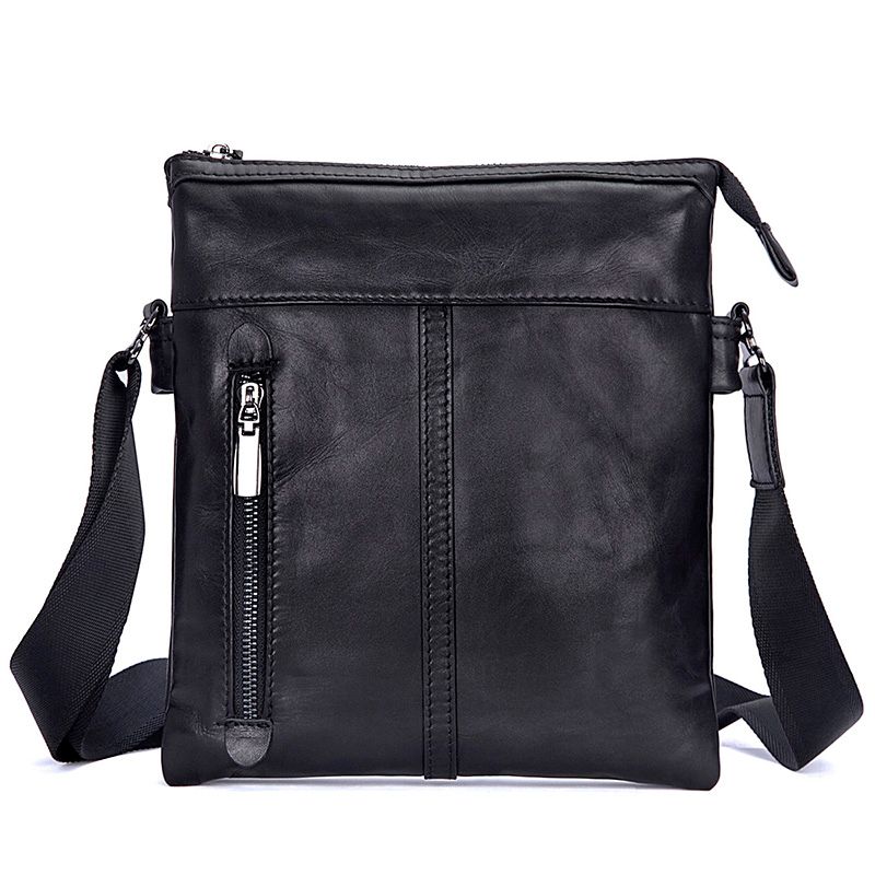 New Style Black Genine Leather Sling Bag for Men China Supplier