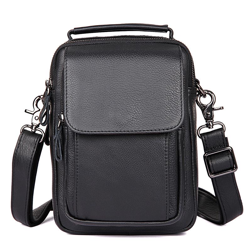 1032A New Design Cow Leather Black Sling Bag Supplier
