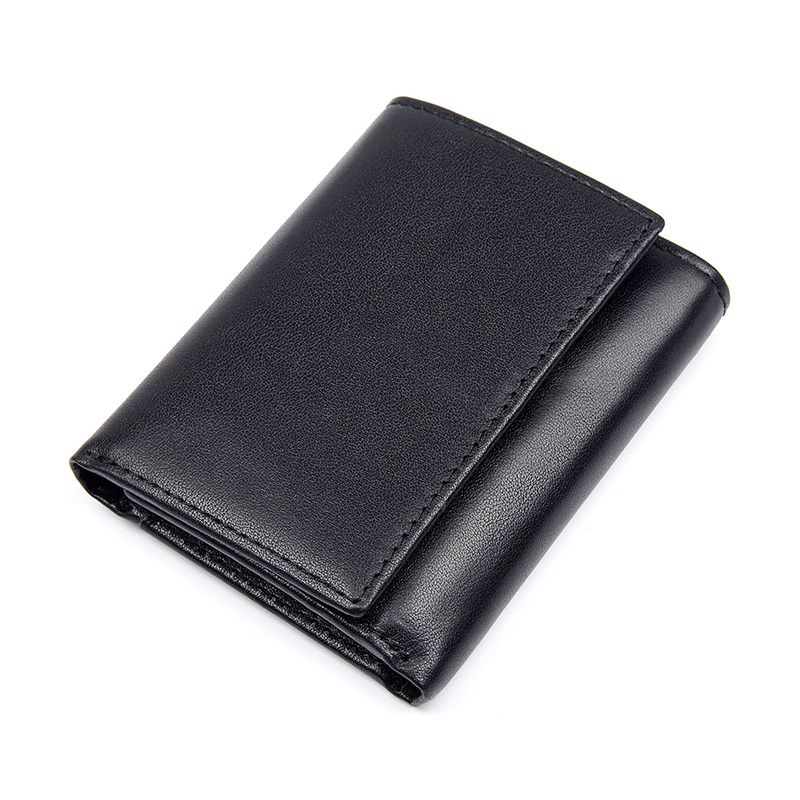 R-8105A Black Real Cow Leather RFID Wallet for Men 