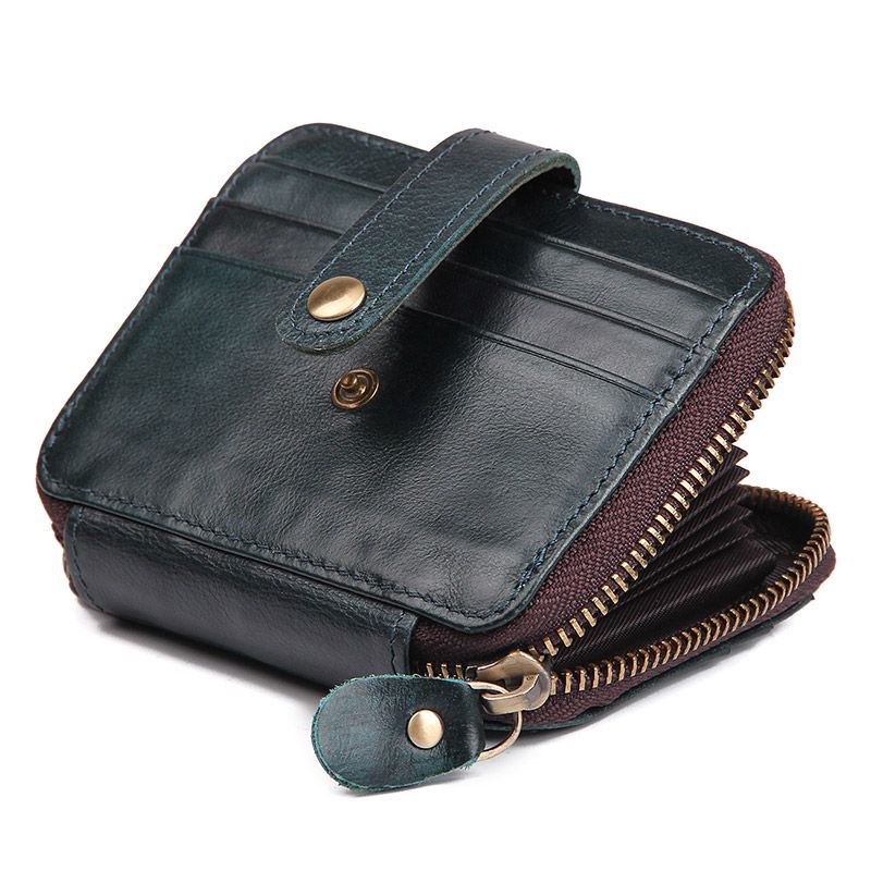 R-8446K Excellent Quality Cowhide Blue Small Card Holder RFID