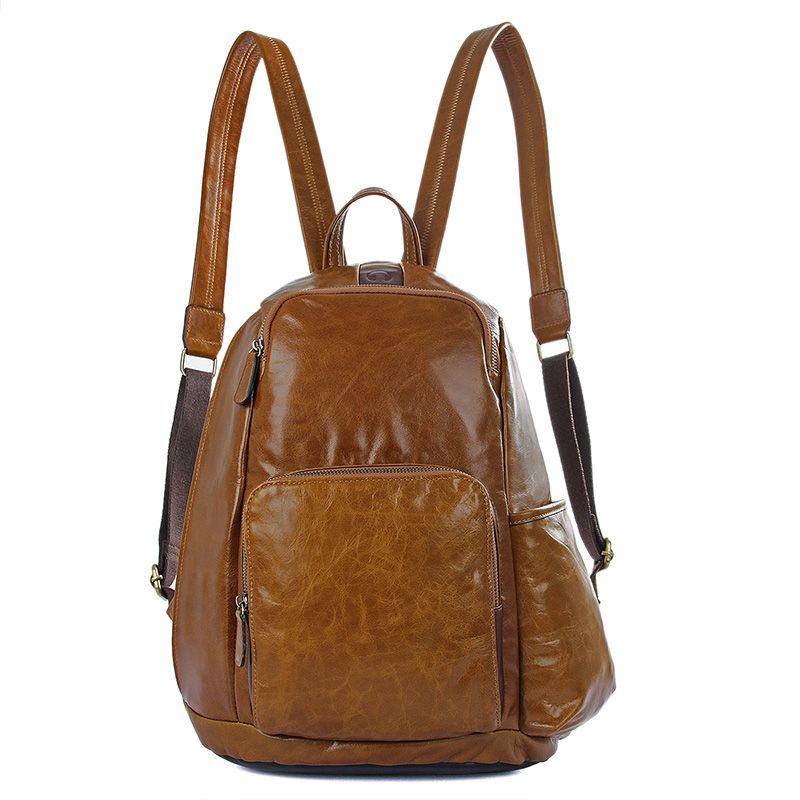 2008B Brown Cowboy Vintage Leather Unisex Bookbag Schoolbag Backpack