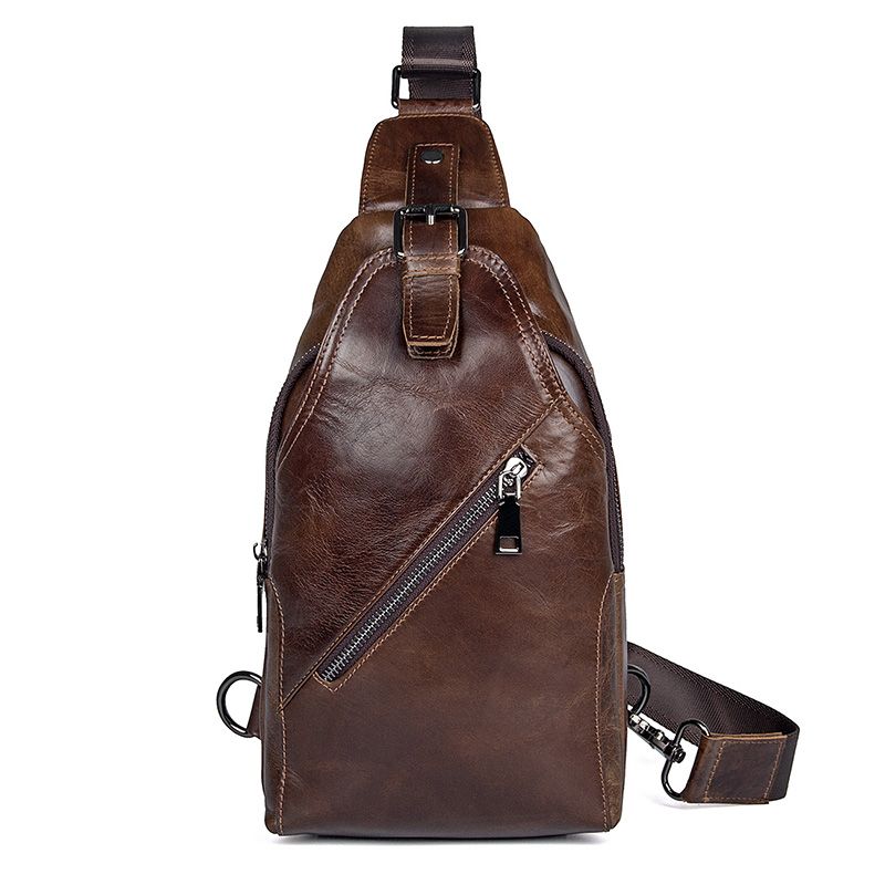 4014C Unique Design Cowhide Funny Pack Men's Leather Messenger Bag