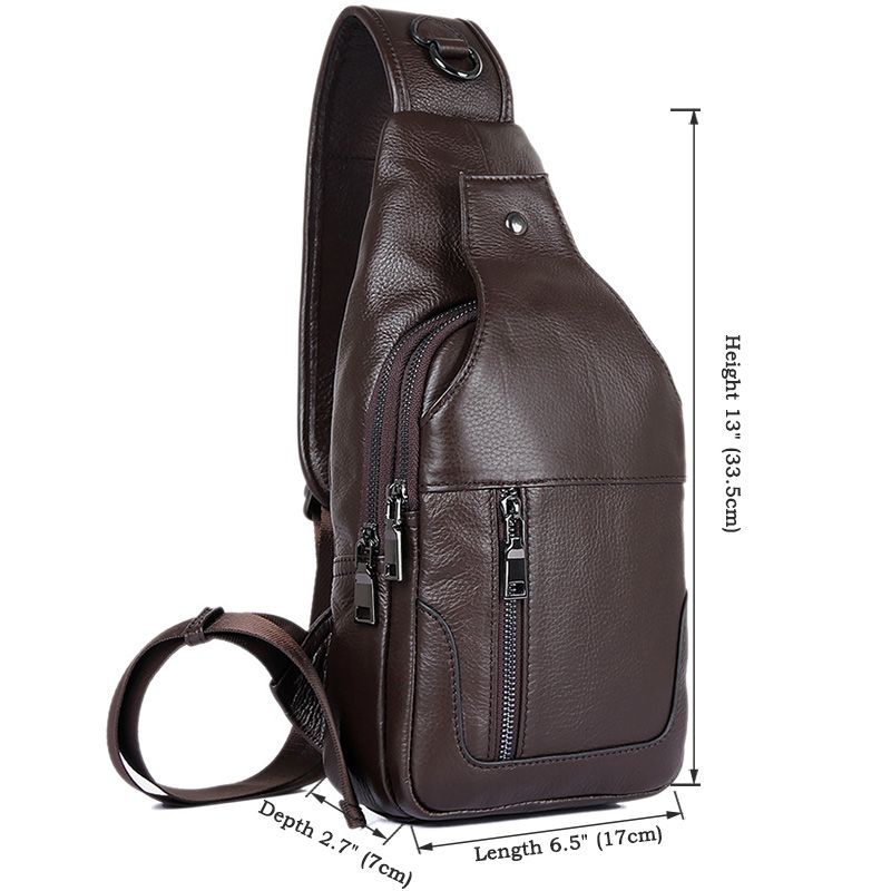 4004C Coffee New Products Brown Real Leather Funny Bag Messenger Bag