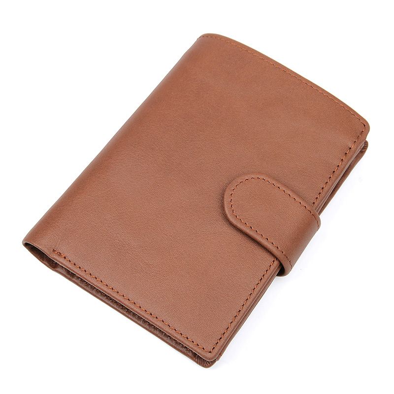 R-8129B  Bright Brown Real Cowhide Leather FRID Wallet Coin Pocket