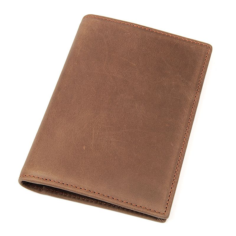 R-8190B Brown High Quality Cow Leather RFID Passport Wallet