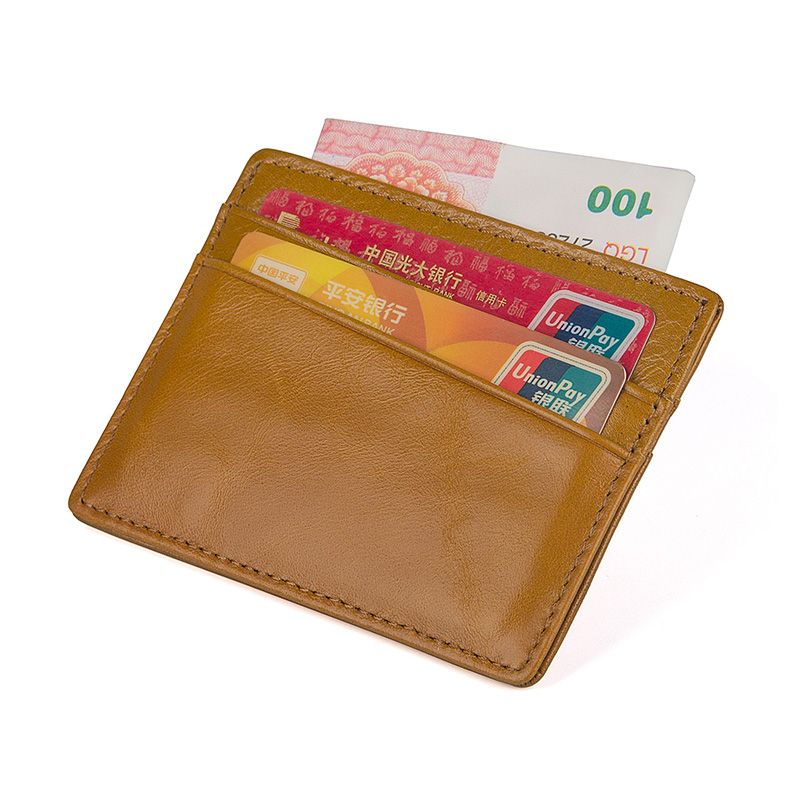 R-8101D 100% Cow Leather Orange Card Holder Money Holder