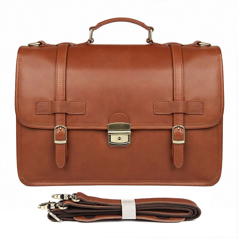 7397X Hot Seller High Quality Brown Red Cowhide Briefcase for Men 