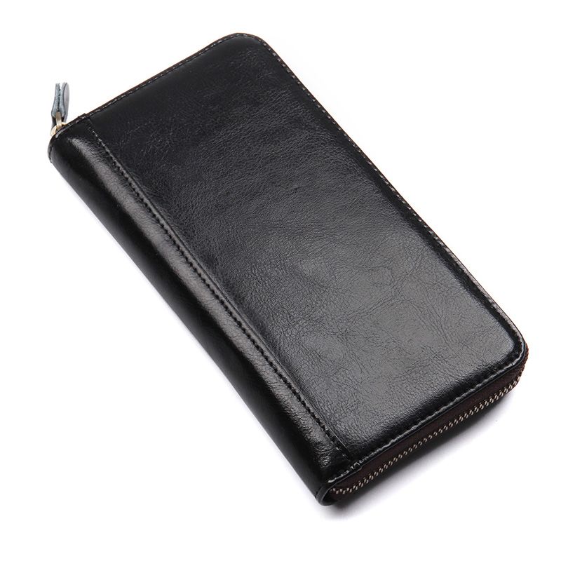 R-8440A Black Genuine Leather Lady RFID Wallet Handmade Card Holder