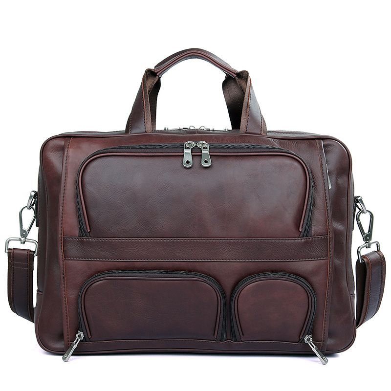 7289X Brown Red Genuine Vintage Leather Men's Briefcase Laptop Bag Mens Busiess Bag