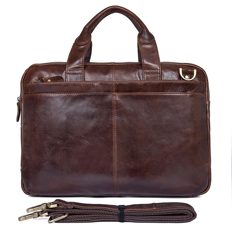 7092-2C Leather Men's Dark Brown Laptop Bag Handbag Briefcase Messenger