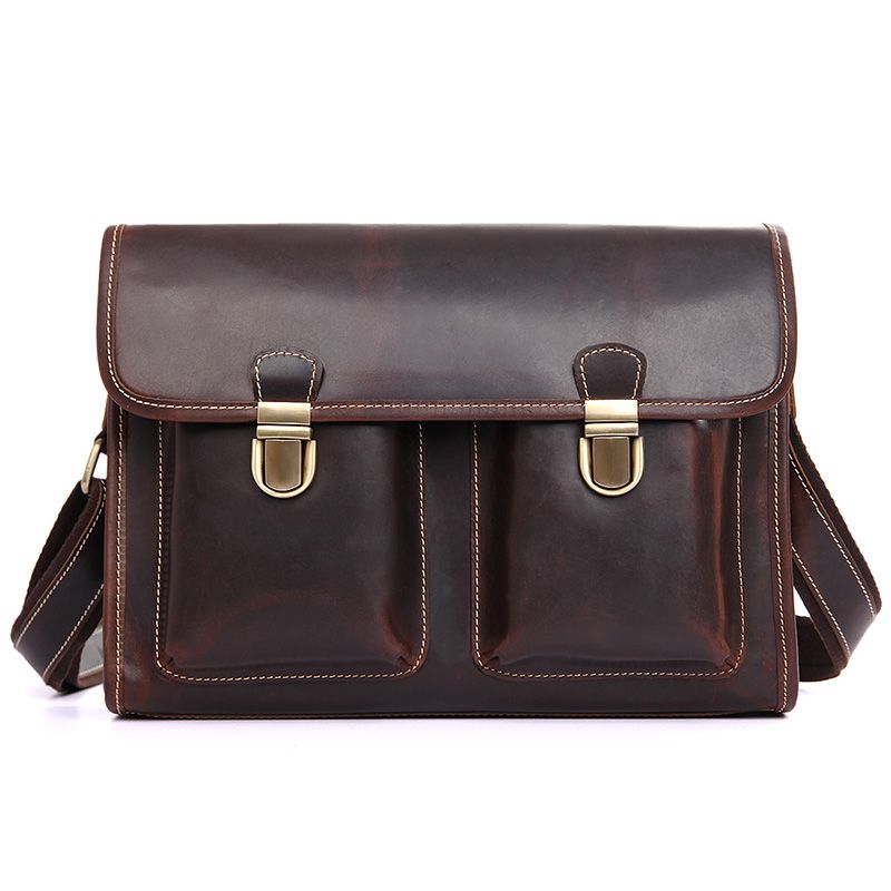 1021C Dark Brown Real Cow Leather Small Laptop Bag Manufacturers