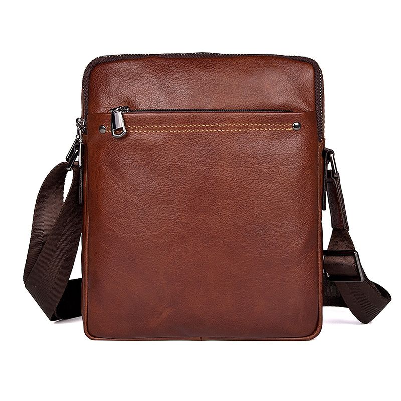 1043X Bright Brown High Quality Cowhide Sling Brown Men's Small Ipad Bag