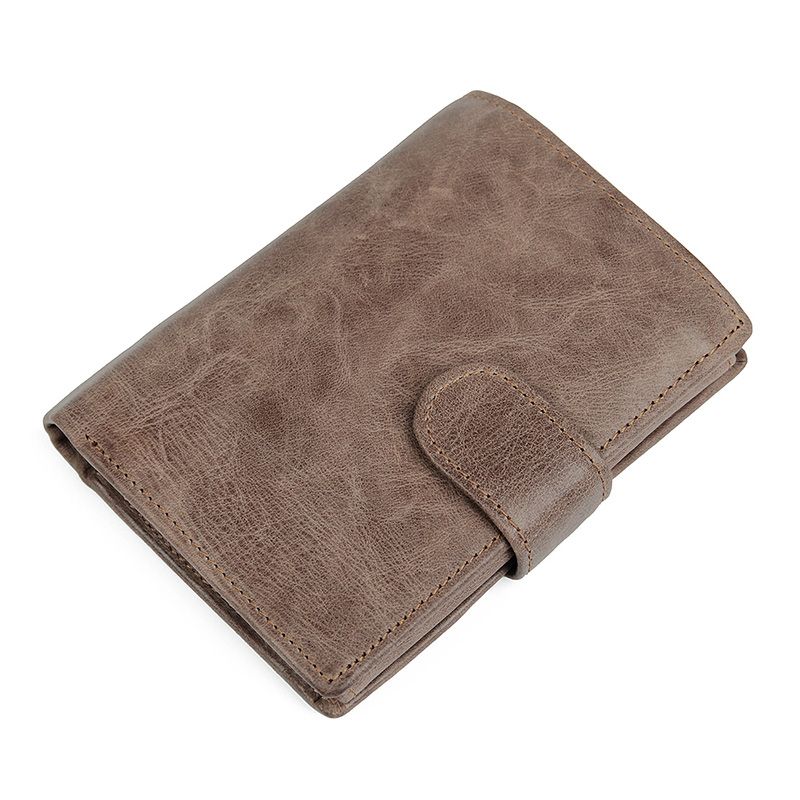 R-8129C-2 Light Brown Cowhide Leather RFID Card Holder Wallet