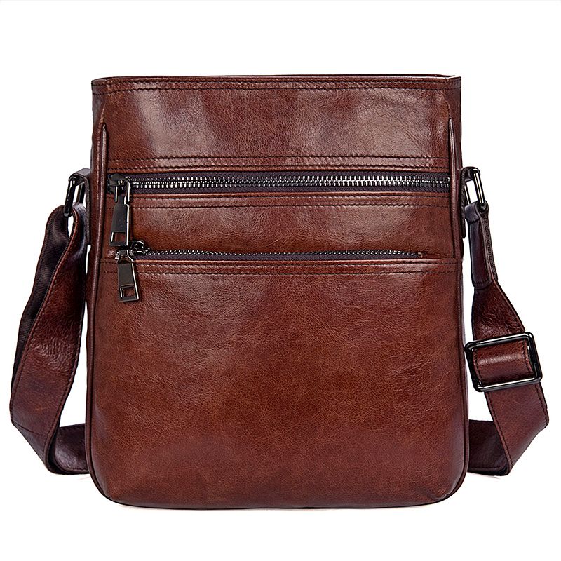 1025B New Products Bright Brown Cow Leather Messenger Bag for Boy 