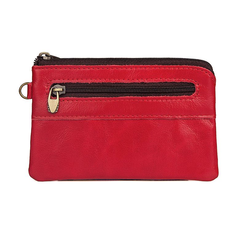 8118H Red Full Grain Leather Wallet for Lady Handmade Coin Pocket