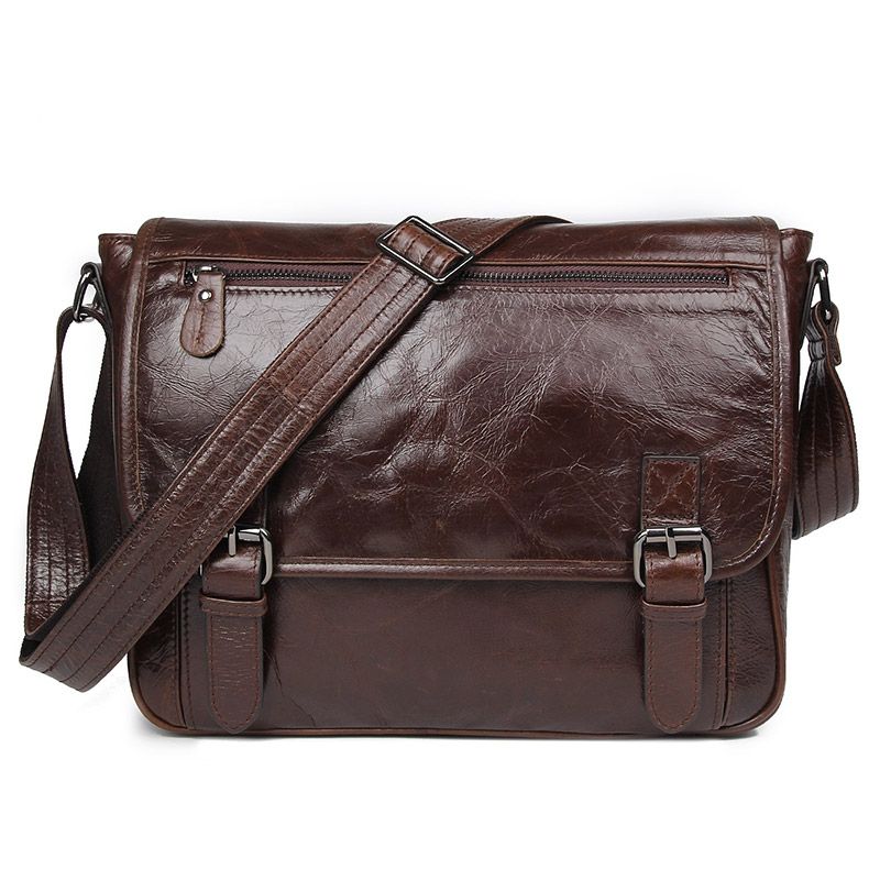 7022Q Vintage Leather Men's Chocoate Messenger Crossbody Bag