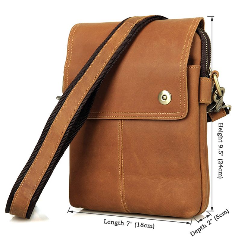 New Products Vintage Cow Leather Sling Bag Small Messenger Shoulder Bag for Men | eBay