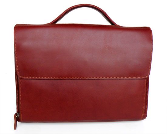 6033 Vintage Leather Style Men's Wine Red Briefcase Bag Messenger