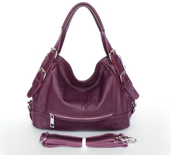 3006P-2 Real Leather Purple Lady Handbag Shoulder Bag