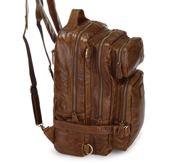 7048B Cowboy Real Leather Hiking Camping Travel Bag Backpack_Backpacks