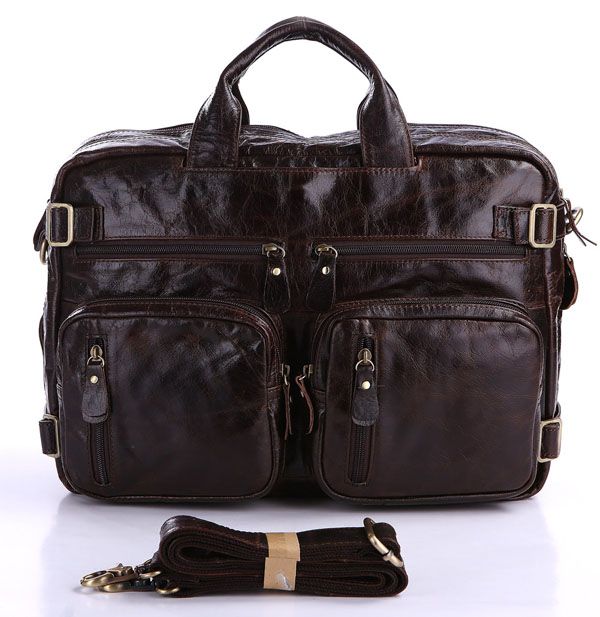 7026C-1 Vintage Tan Leather Men's Trendy Shoulder Backpack Bag Briefcase