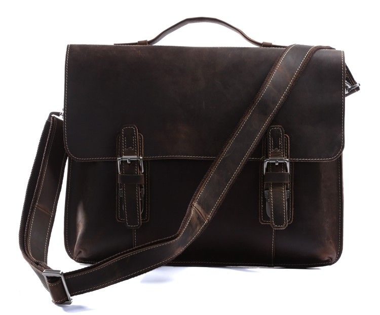 7035R Cowboy Crazy Horse Leather Men's Briefcase Laptop Bag_Briefcase