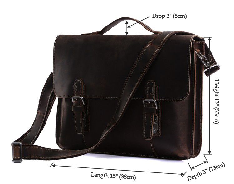 7035R Cowboy Crazy Horse Leather Men's Briefcase Laptop Bag_Briefcase