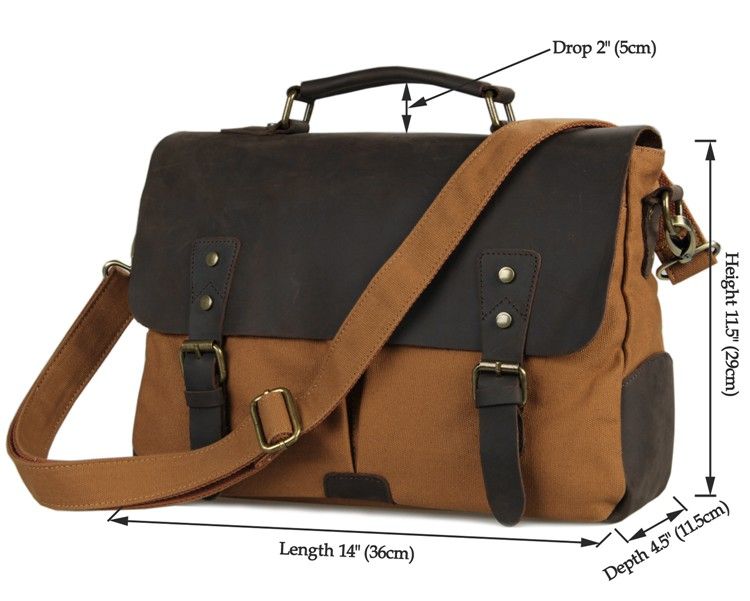 9013B Fashion Canvas And Leather Travel Shoulder Bag Fit For Office Man ...