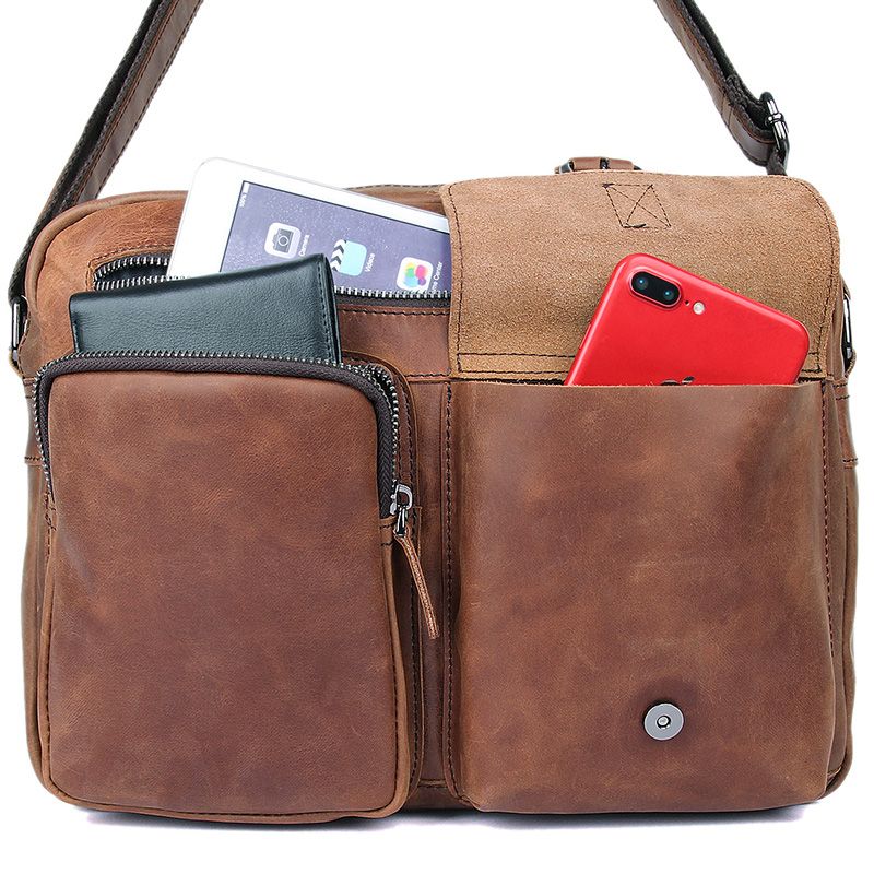 1017B Brown Genuine Leather Sling Bag for Men Laptop Bag_Messenger_Men ...