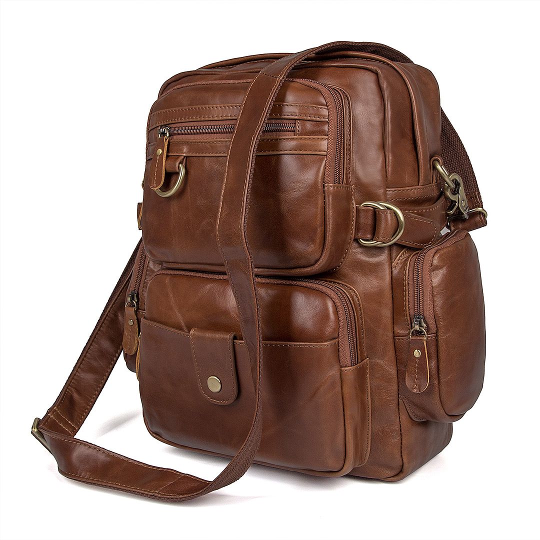 7042B Cowboy Vintage Leather Men's Travel bag Backpack Bookbag ...