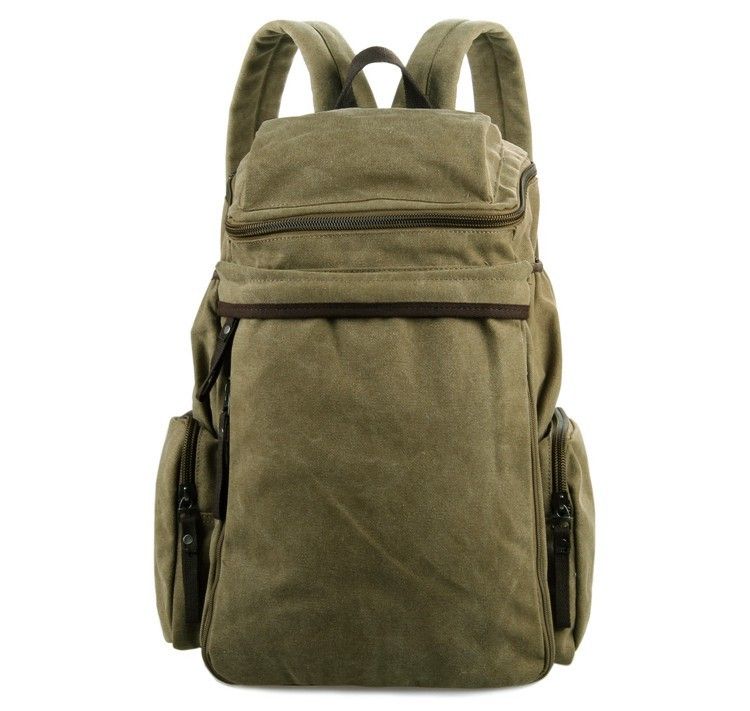 9016C Army Green Casual Canvas Men's Travel Backpack Bookbag Schoolbag ...