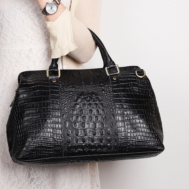 6003AS Black Crocodile Pattern Leather Lady Handbag