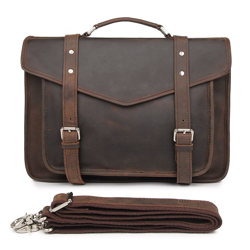 7377R Genuine Leather Men's Handbag Handmade Laptop Bag Supplier