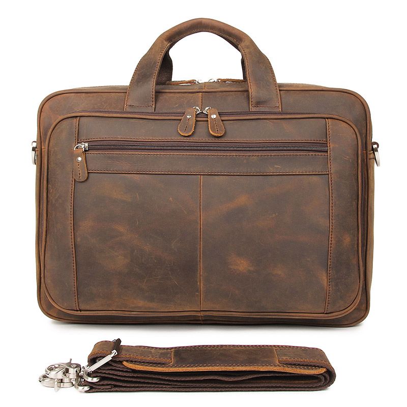 7320R Good Quality Crazy Horse Leather Briefcase Laptop Bag for Men 