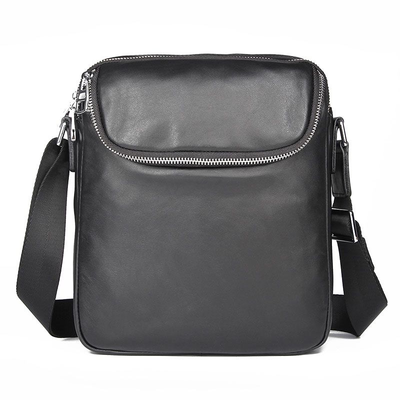1053A Black Cow Leather Sling Bag for Men Messenger Bag