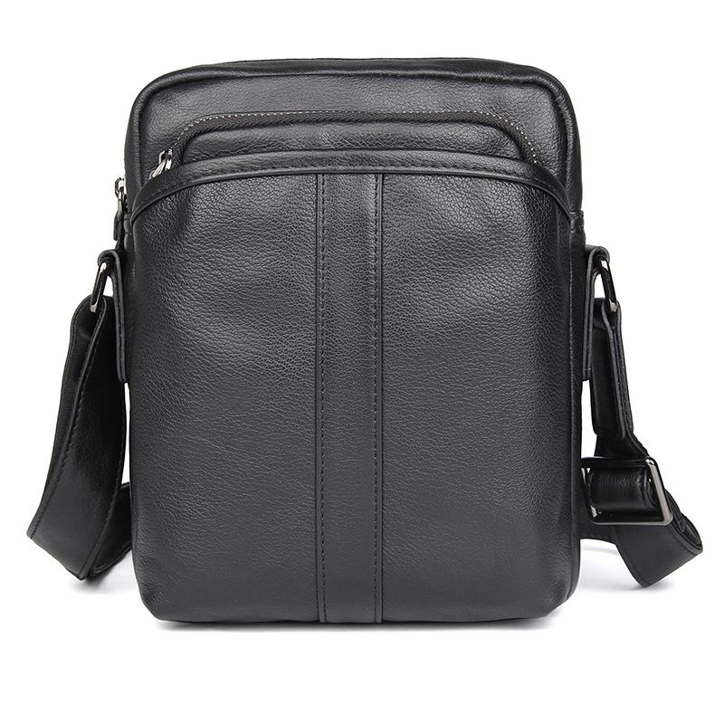 1054A New Arrival Genuine Cow Leather Black Sling Bag for Men