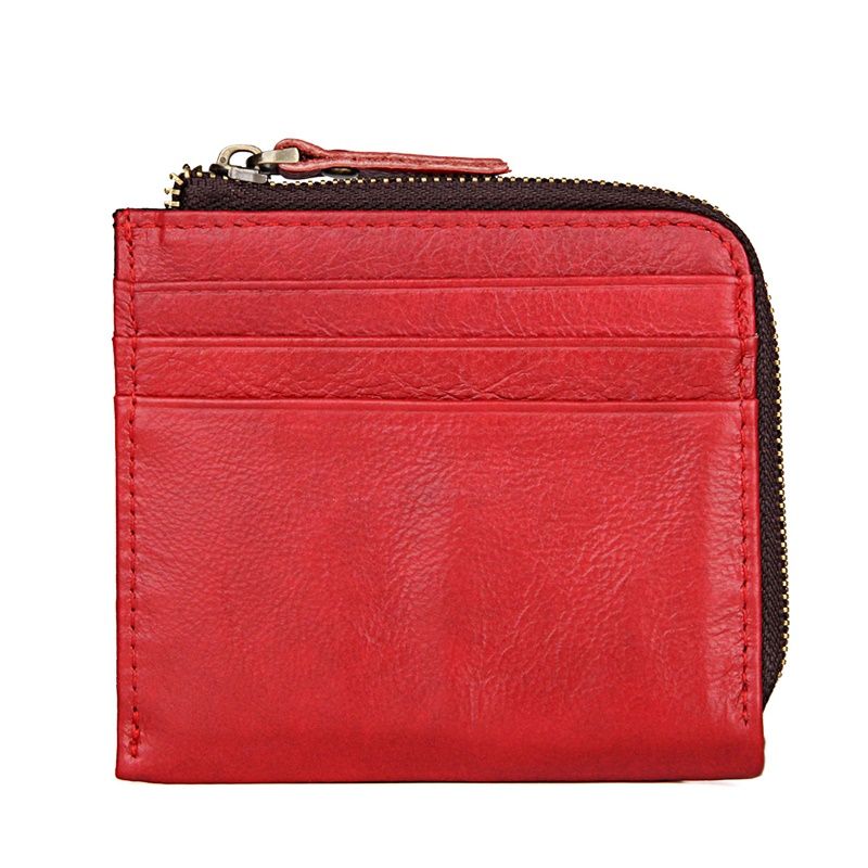 R-8448X Top Graine Cow Leather Card Holder  Red Wallet