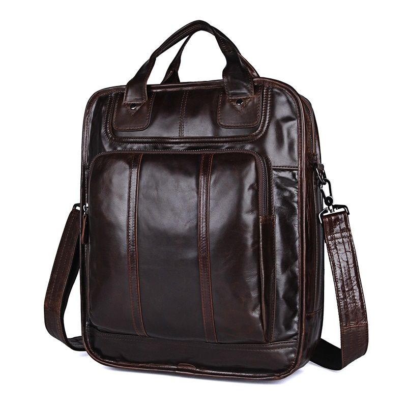 7168C Vintage Leather Style Coffee Men Briefcase Backpack Bag